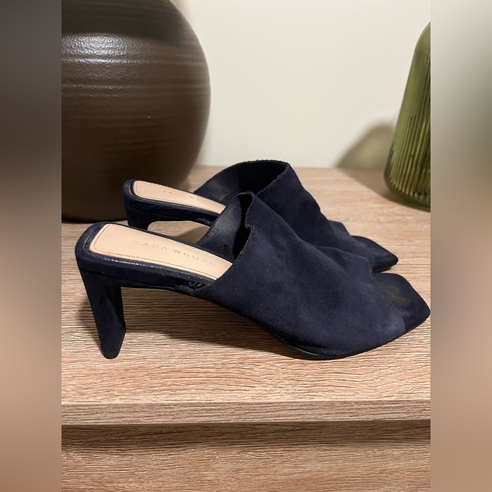 Zara navy blue mules